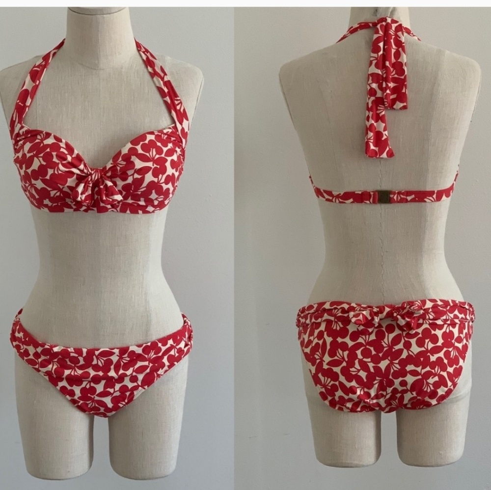 Nanette Lepore Retro Vintage Red Cherry Bikini M/L